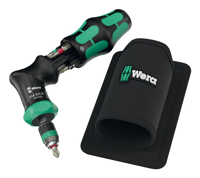 Wera Kraftform Kompakt Pistol RA-R 1 – 7-teilig, Multi-Bit-Schraubendreher