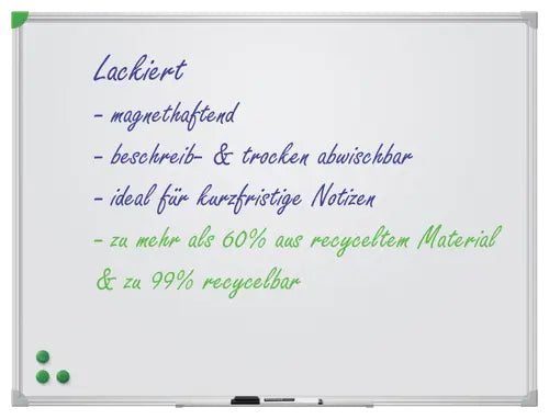 Franken Whiteboard – 90 × 120 cm, lackierter Stahl, magnetisch, Aluminiumrahmen, silber, Wandmontage