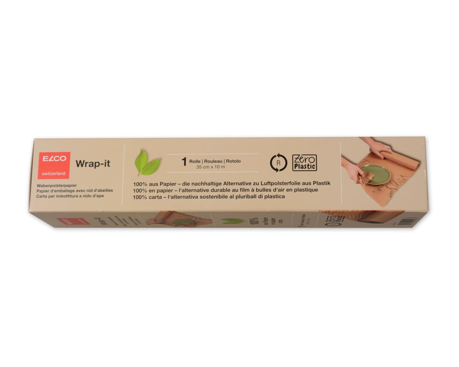 Elco Papierpolster-Wrap, Wabenpolsterpapier – 350 mm × 10 m – 80 g/m2 – Papier, braun