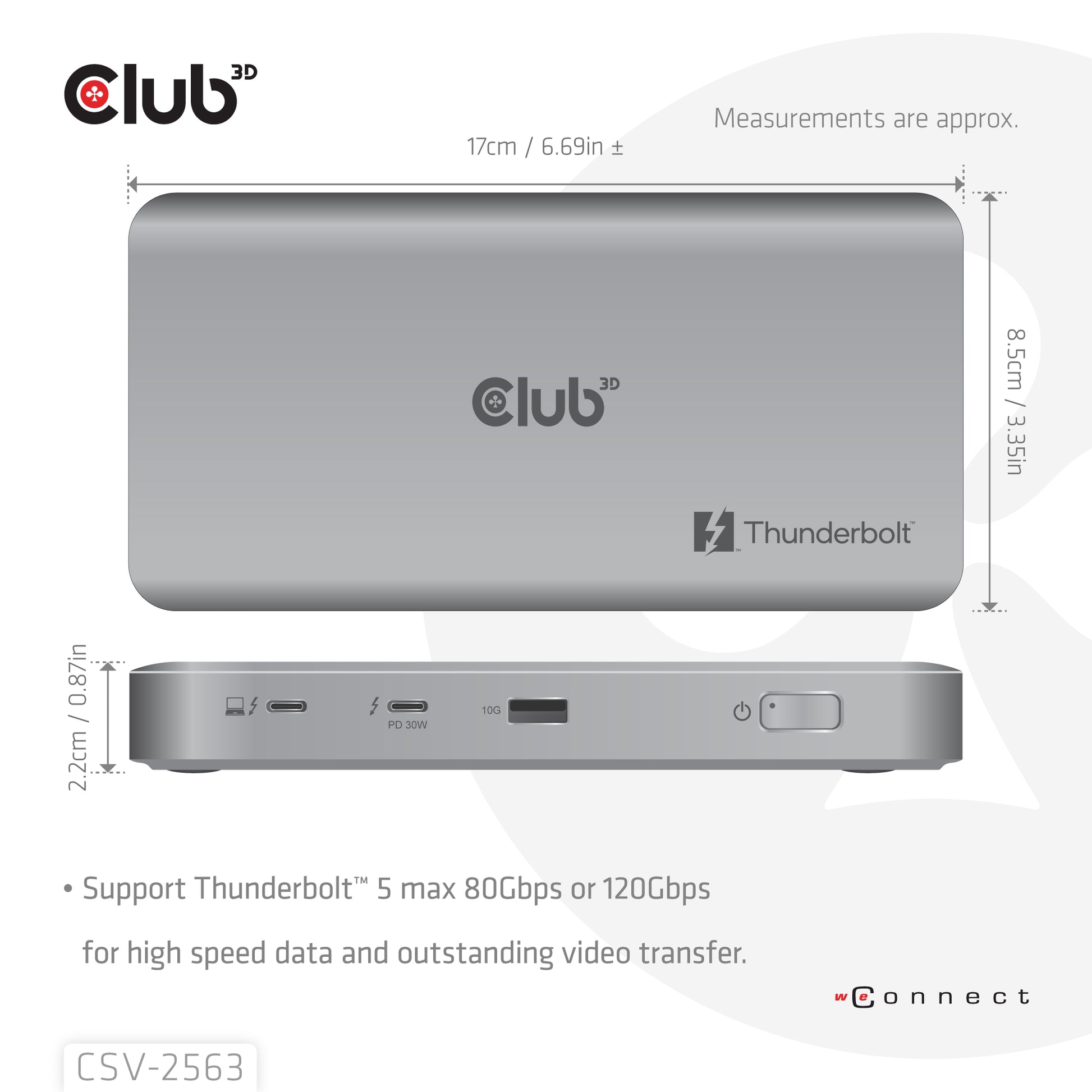 CLUB3D Club 3D Thunderbolt Hub – 3× Video (5K60Hz), 180 W PD, TB5 × 3, für Apple