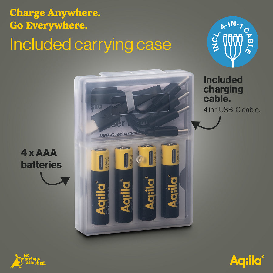 Aqiila AAA Akkus, Li-Ion, 600 mAh, 1,5 V – 4 Stk.