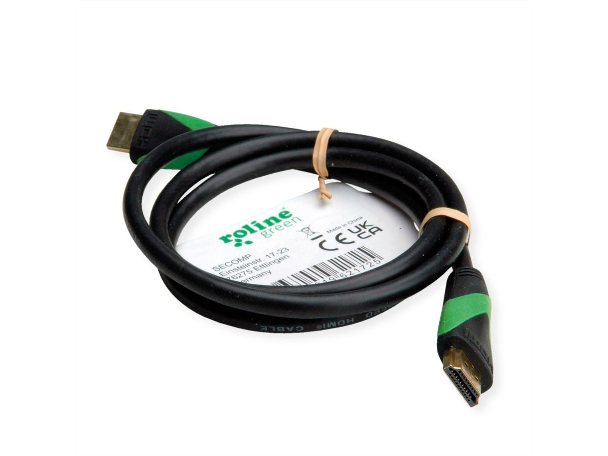 ROLINE GREEN HDMI Kabel HDMI 2.1 8K 60 Hz – 1 m – HDR, ARC – Schwarz/Grün