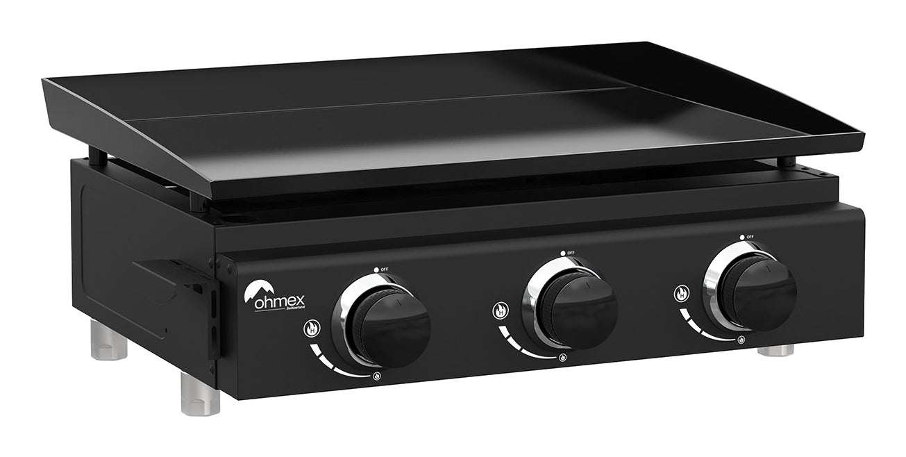 Ohmex Plancha OHM-PLA-3125 – 56×39 cm, 7,2 kW, 3 Brenner – Schwarz/Edelstahl