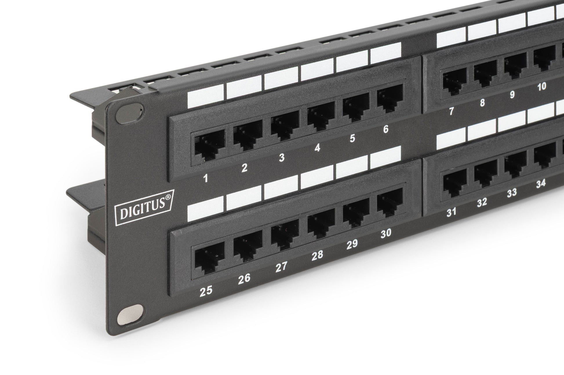 Digitus Cat 6 Patchpanel – 48× RJ‑45, Klasse E, UTP, 19", Schwarz
