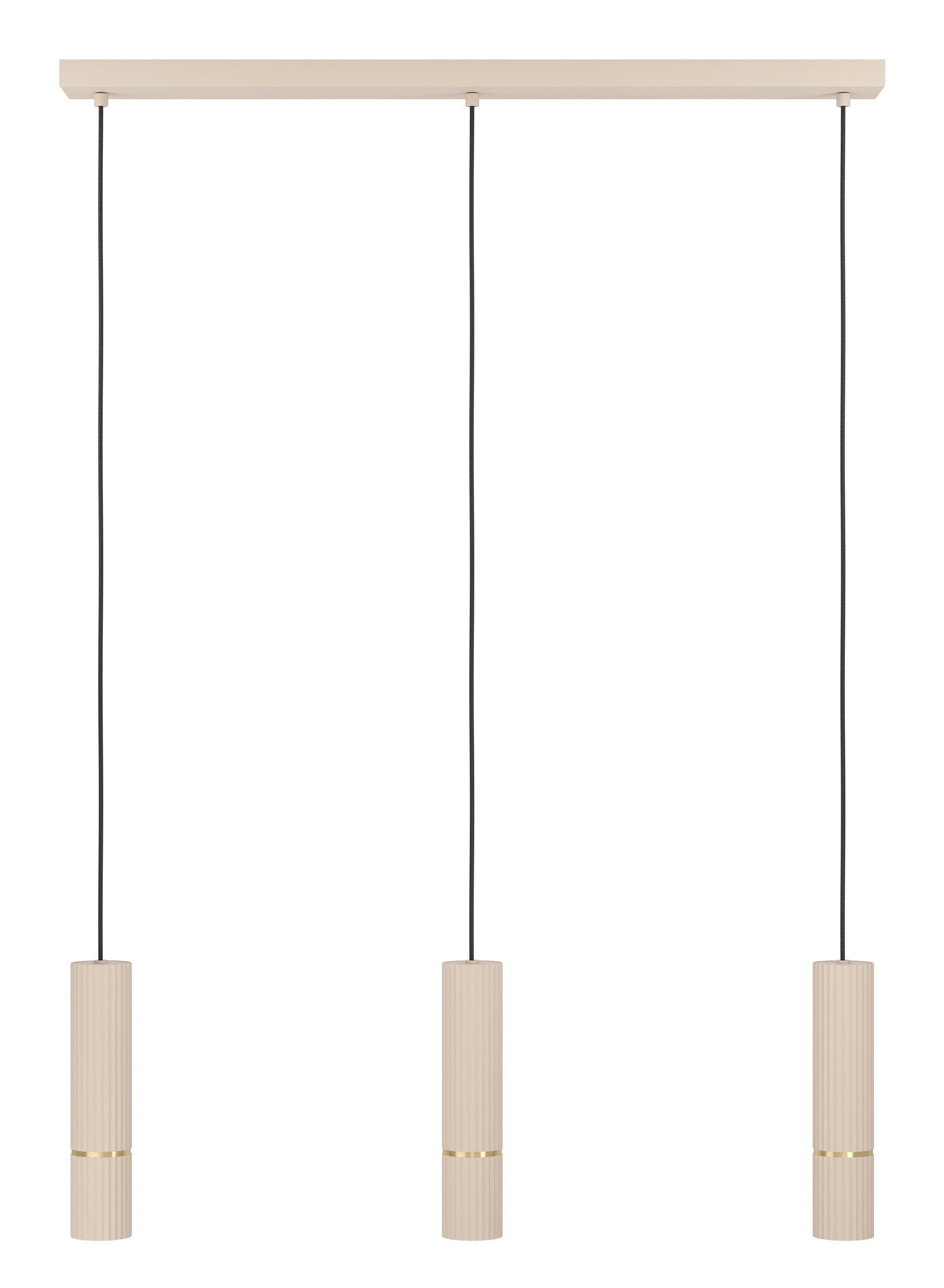 EGLO Pendelleuchte CAMINIA – 77 × 9 × 110 cm, 1035 lm, 14,1 W, 3000 K, beige/ messing, höhenverstellbar