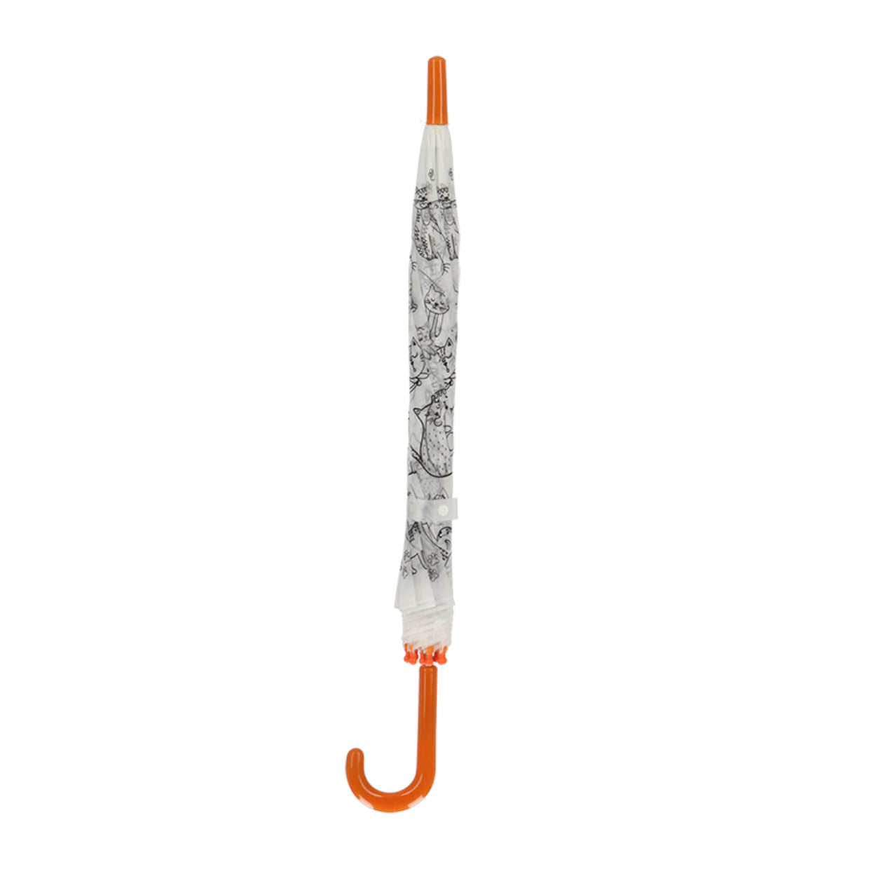 Esschert Design Kinderregenschirm Katzen – Ø 70,5 cm – weiss – zum Ausmalen, mit Markern