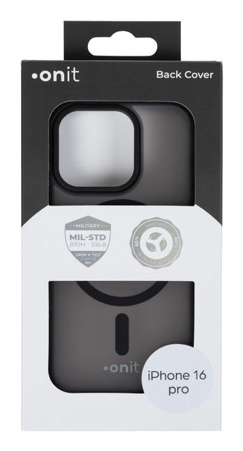 ONIT Backcover – für Apple iPhone 16 Pro – MagSafe, TPU, Schwarz matt, bis 3 m Sturzsicher