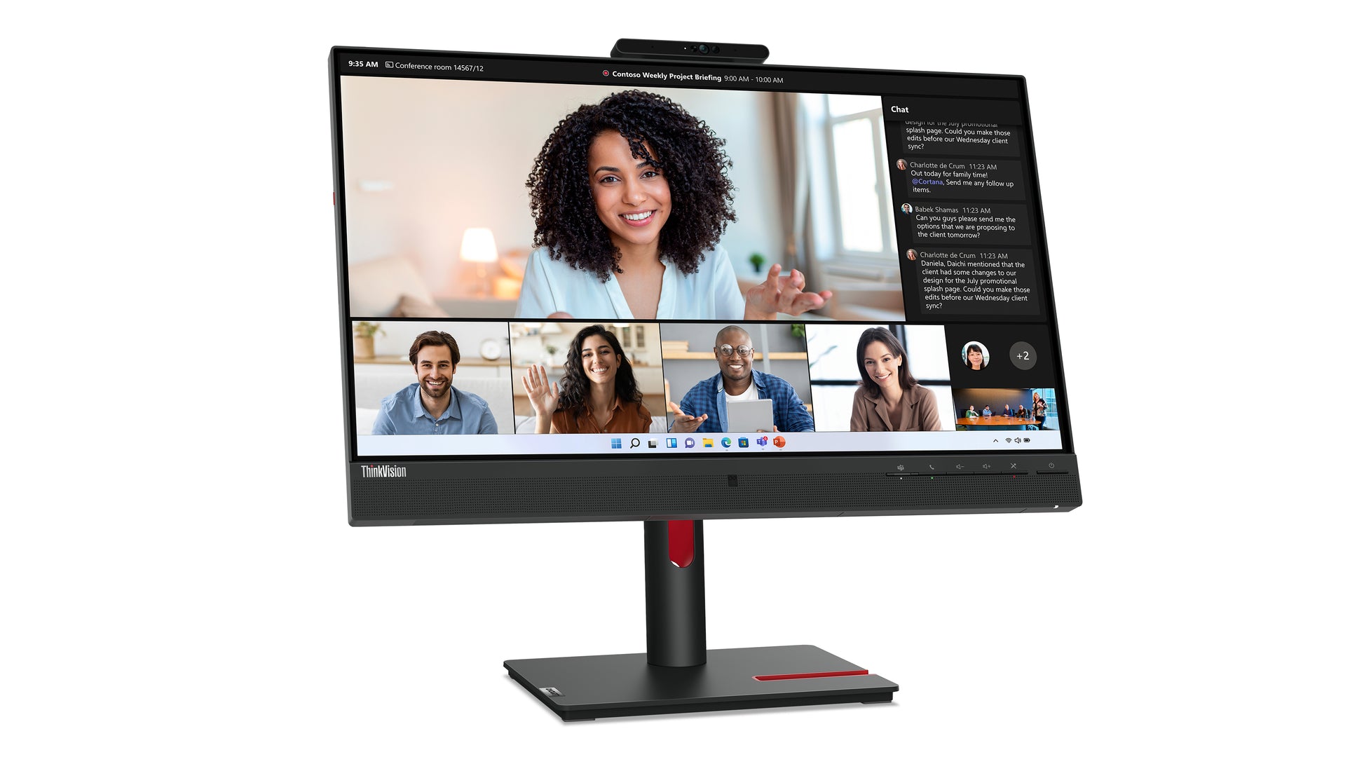 Lenovo ThinkVision T24mv-30 – Monitor, 23,8", IPS, 75 Hz, 250 cd/m², VESA 100 × 100, Raven Black