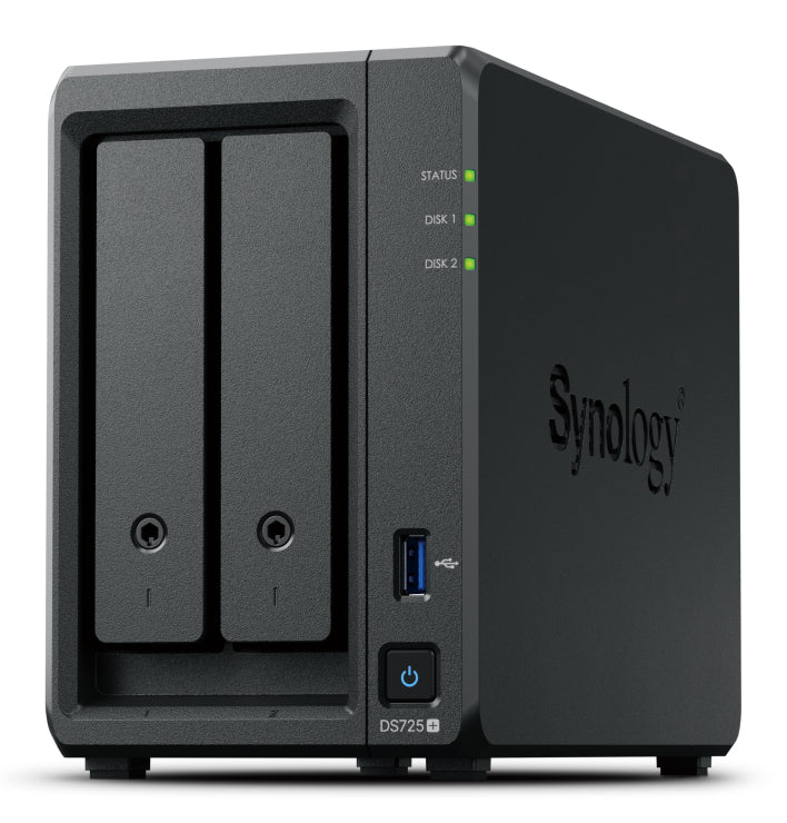 Synology DS725+ – 7-Bay NAS – AMD Ryzen R1600, 4 GB RAM, 2,5GbE, für 2,5"/3,5"/M.2 HDD/SSD, SATA/M.2