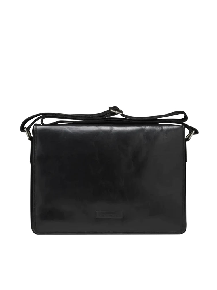 dbramante1928 Marselisborg Notebook-Tasche bis 14" – Vollnarbenleder, mit Schultergurt – Schwarz
