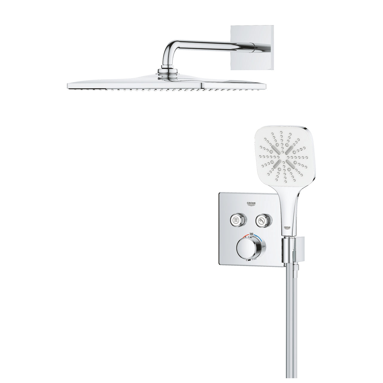 GROHE Badebatterie (Unterputz) Precision SmartControl – 13×50,7×30 cm, Metall, Thermostat, Chrom