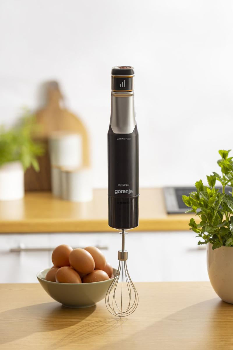 Gorenje Stabmixer HBX1500VX – 1500 W, 0,5 l Zerkleinerer, Schneebesen – schwarz/grau