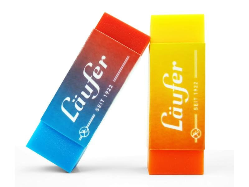 Laufer Radierer – für Bleistifte und Farbstifte – 65 × 12 × 21 mm – Kunststoff – sortiert – 2er-Pack
