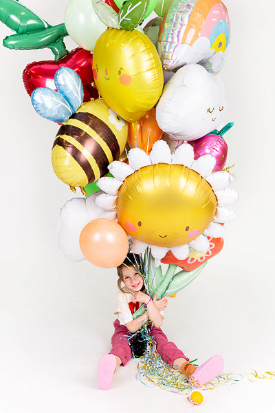 PartyDeco Folienballon Sonne – Ø 90 cm – Folie, Gelb