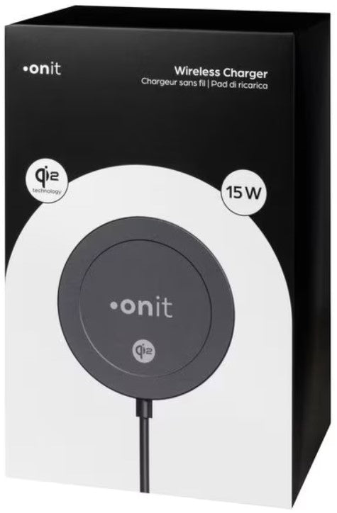 ONIT F02127 Kabelloses Ladegerät 15 W – Qi2, magnetisch – Saugnapfhalter, USB-C – für Smartphones – schwarz