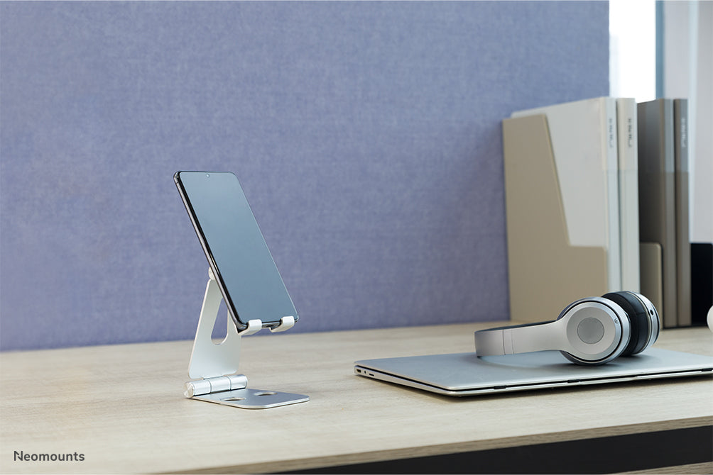 Neomounts Tischständer, faltbar, verstellbar – für Geräte bis 7" – Silber, Aluminium