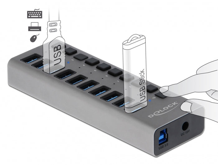 DeLOCK 63670 USB-Hub – 10× USB-A, für Windows/Mac/Linux