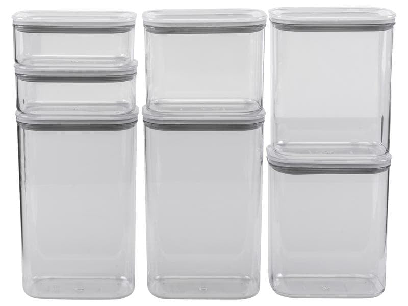 Furber. Furber – 7-teiliges Vorratsdosen-Set 2 l, 1,5 l, 1 l, 470 ml, Kunststoff/Silikon, transparent/weiss