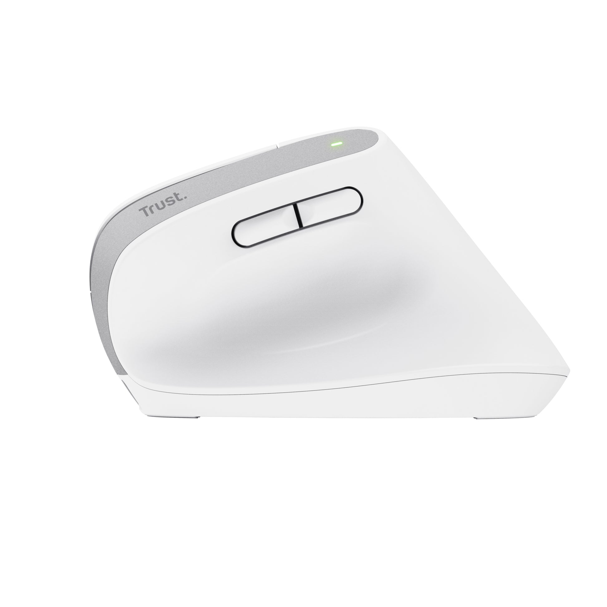 Trust Bayo+ – Vertikale Maus – Kabellos (Bluetooth/2,4 GHz), Rechtshänder, Weiss