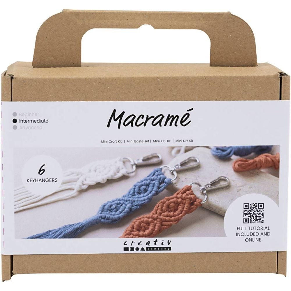 Creativ Company Mini Macramé – Makramee-Set – Schlüsselanhänger – ab 10 Jahren – Baumwolle, Rot