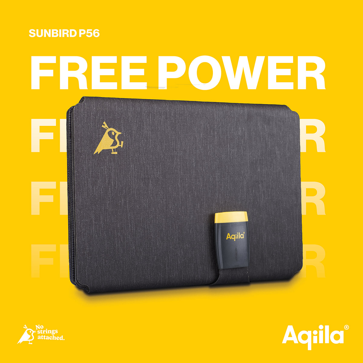 Aqiila Sunbird P56 Solarpanel-Ladegerät 56 W – USB-C×1, IP67 – für Camping – Grau
