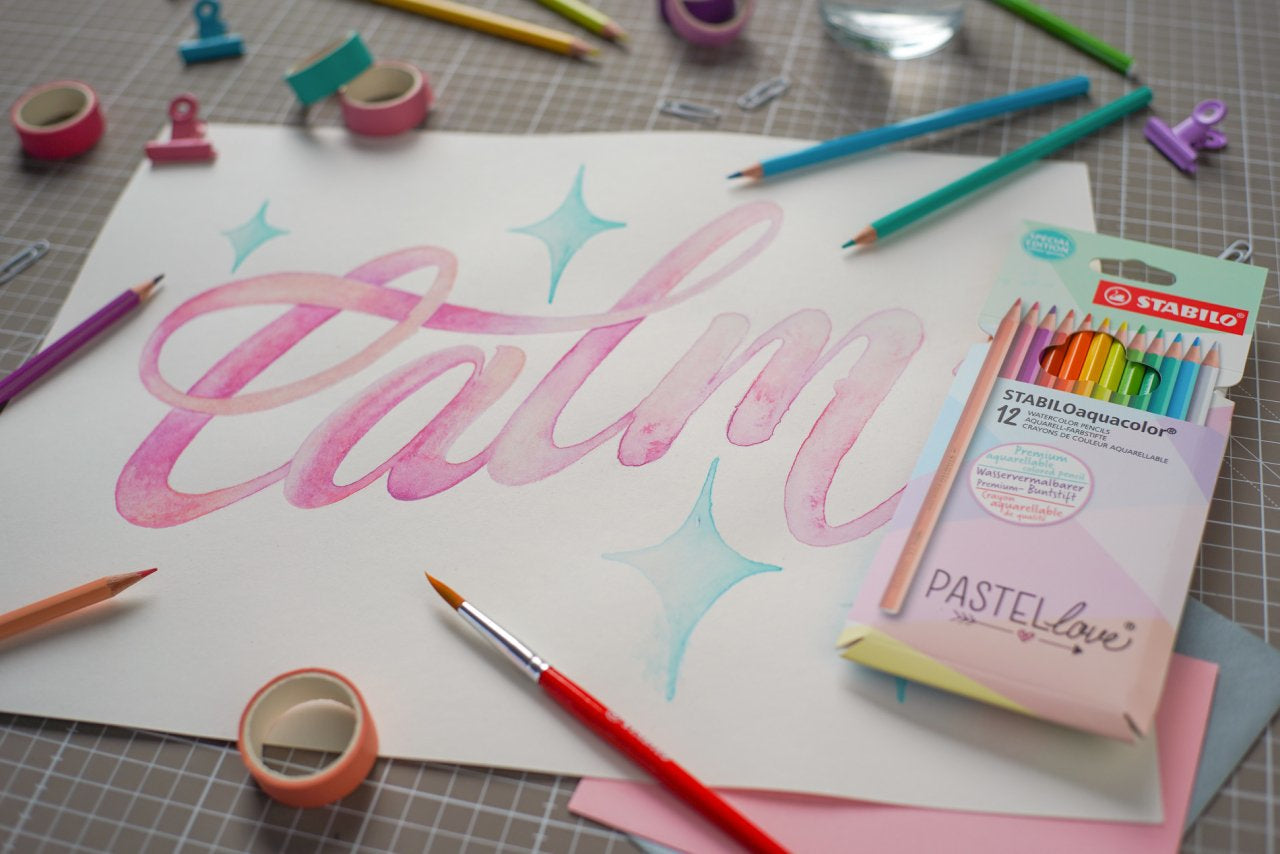 STABILO Aquarellfarbstifte Aquacolor Pastellove – Aquarell, Minen-Ø 2,8 mm, 12 Farben, im Kartonetui