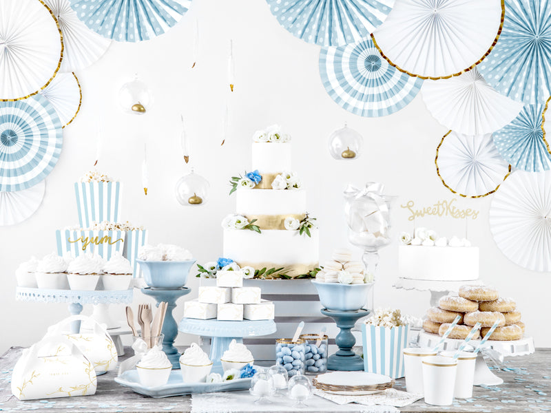 PartyDeco Papierstrohhalme, 19,5 cm, Hellblau/Weiss – 10 Stk.