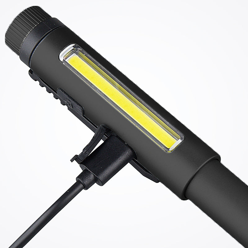 Steffen Taschenlampe 65 00164 – 200 lm, Akku, USB-C, Magnet & Clip – Schwarz