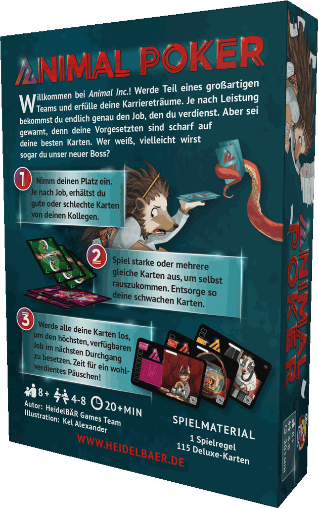 Heidelberger Spieleverlag Animal Poker – Kartenspiel, 4–8 Spieler, ab 8 Jahren, 20 Min., DE