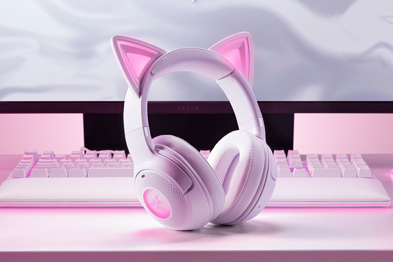 Razer Kraken Kitty BT V2 – Over-Ear Gaming-Headset – Bluetooth – ANC, Surround – Weiss – für Mobile – bis 40 h