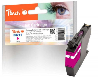 Peach LC-3211 Magenta Tintenpatrone (Kompatibel) – 225 Seiten – für Brother DCPJ 572/770/772