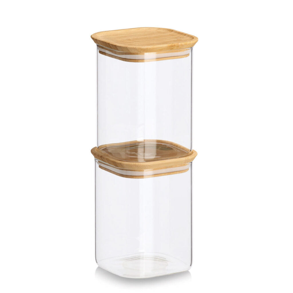 Zeller Present Vorratsdose 5,9 l, Glas (Borosilikat)/Bambus, transparent/braun