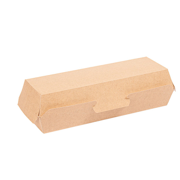 Garcia de Pou Weita Take-away-Box Hotdogbox, Papier/Karton – 232 × 90 × 63 mm, braun/weiss – FSC – 50 Stk.