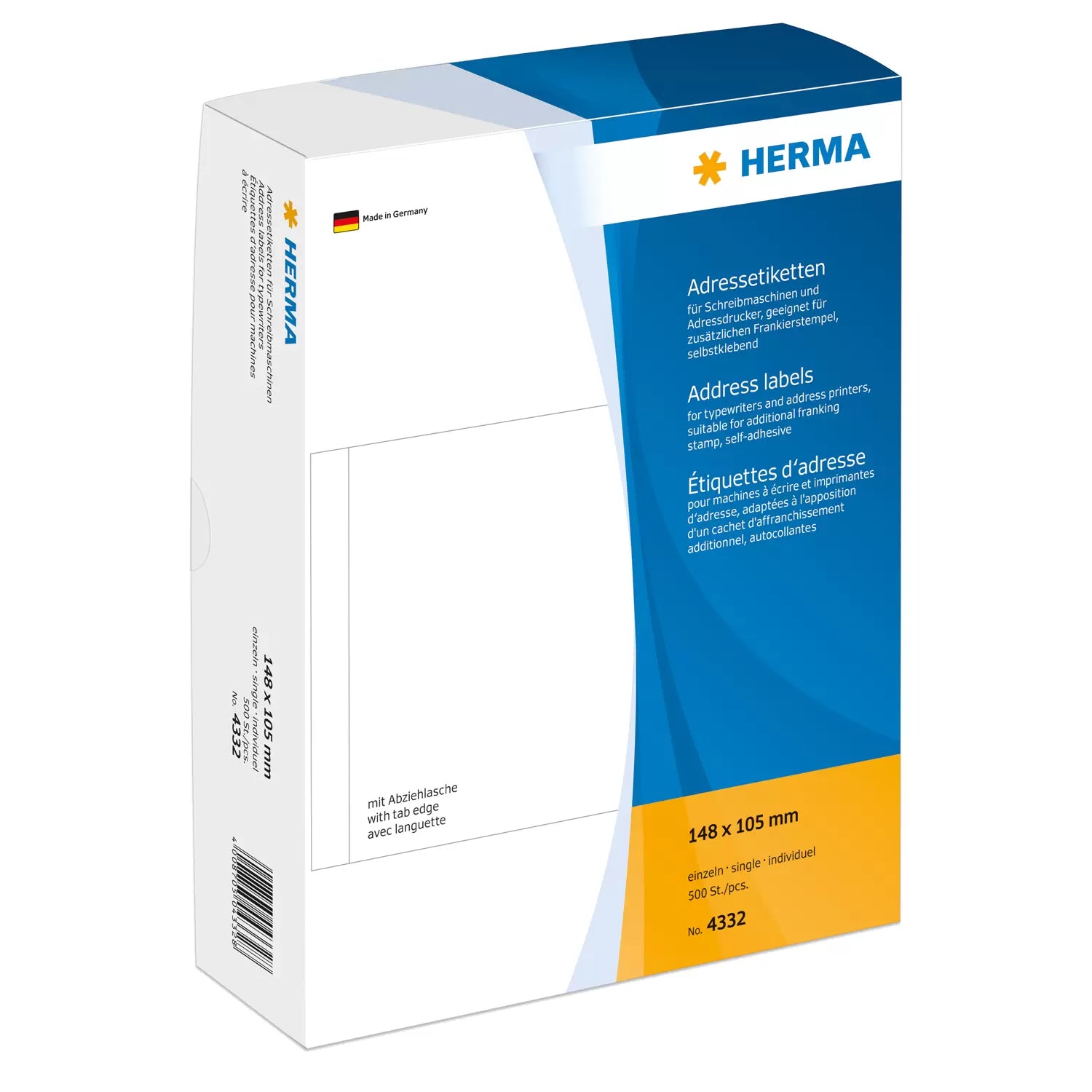 HERMA Adressetiketten, 148 mm × 105 mm, weiss, Papier, permanent, 500 Blatt