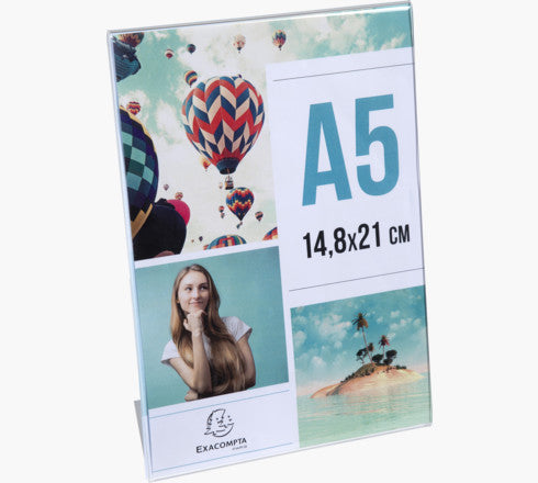 Exacompta Tischaufsteller – für A5 – 1 Fach – Hochformat – transparent – Acryl – 150×214×76 mm