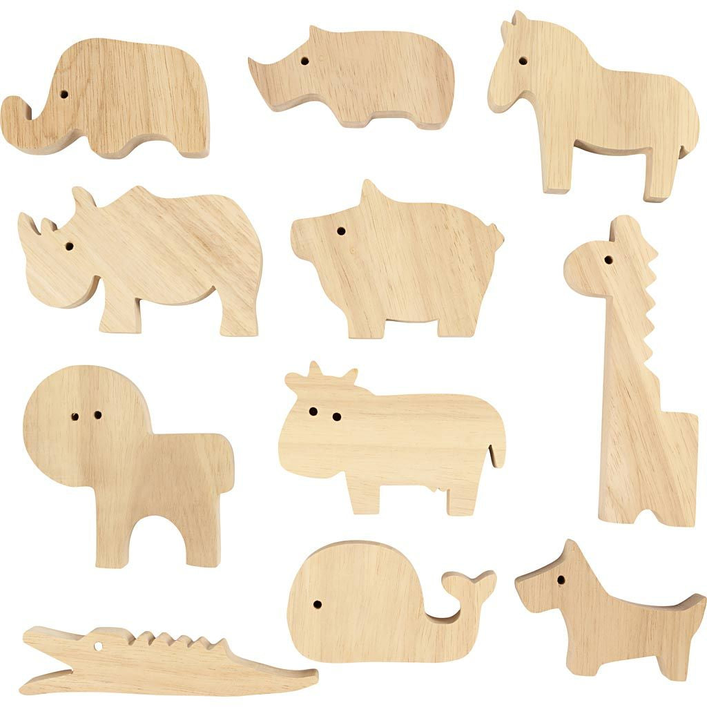 Creativ Company Holzfigur, Gummibaum, Farm & Safari, 2 × 3 cm, 44 Stk.