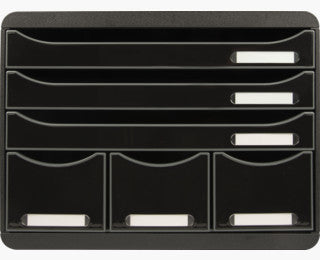 Exacompta STORE-BOX MAXI Schubladenelement – 6 Schubladen, für A4+, schwarz, B 270 × H 271 × T 355 mm