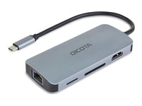 DICOTA D32062 Multiport-Adapter – USB-C, 1× HDMI, 3× USB-A, 100 W PD, GbE, SD/microSD