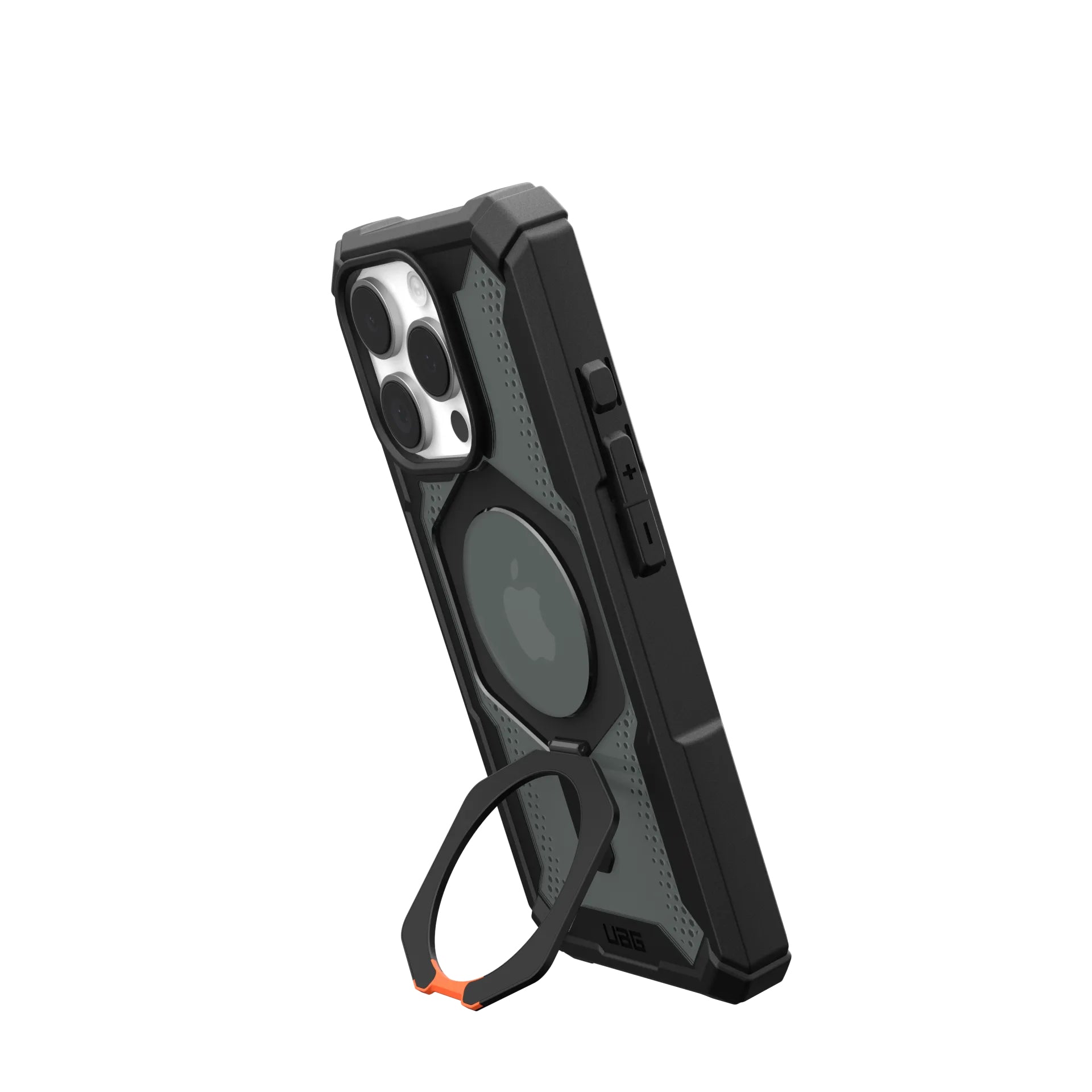 Urban Armor Gear Backcover Plasma XTE – für Apple iPhone 16 Pro – schwarz/orange – MagSafe kompatibel