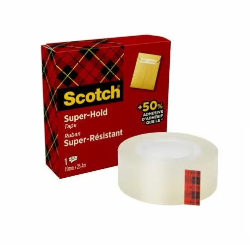 Scotch Super-Hold 700K-EU Klebefilm klar – 19 mm × 25,4 m, transparent, Zellulose, glänzend, 1 Rolle