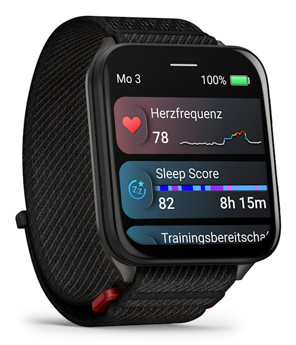 Garmin Venu X1 – Smartwatch – 46 mm, 2", GPS, Bluetooth, AMOLED, Saphirglas, Schwimmen, Schwarz, Gewebe