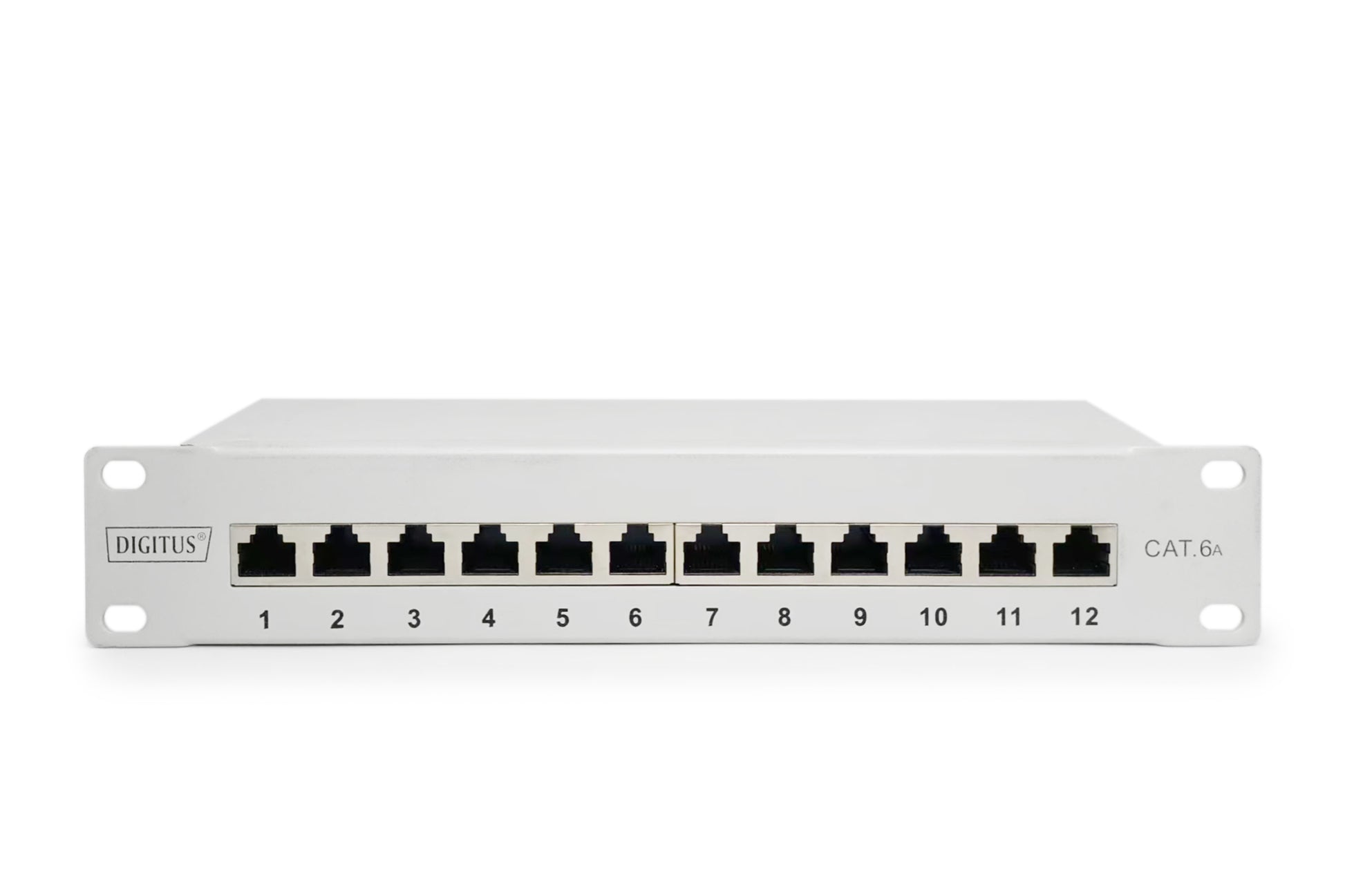 Digitus Patchpanel – 12× RJ-45 10G, geschirmt, 1U, Metall, Grau