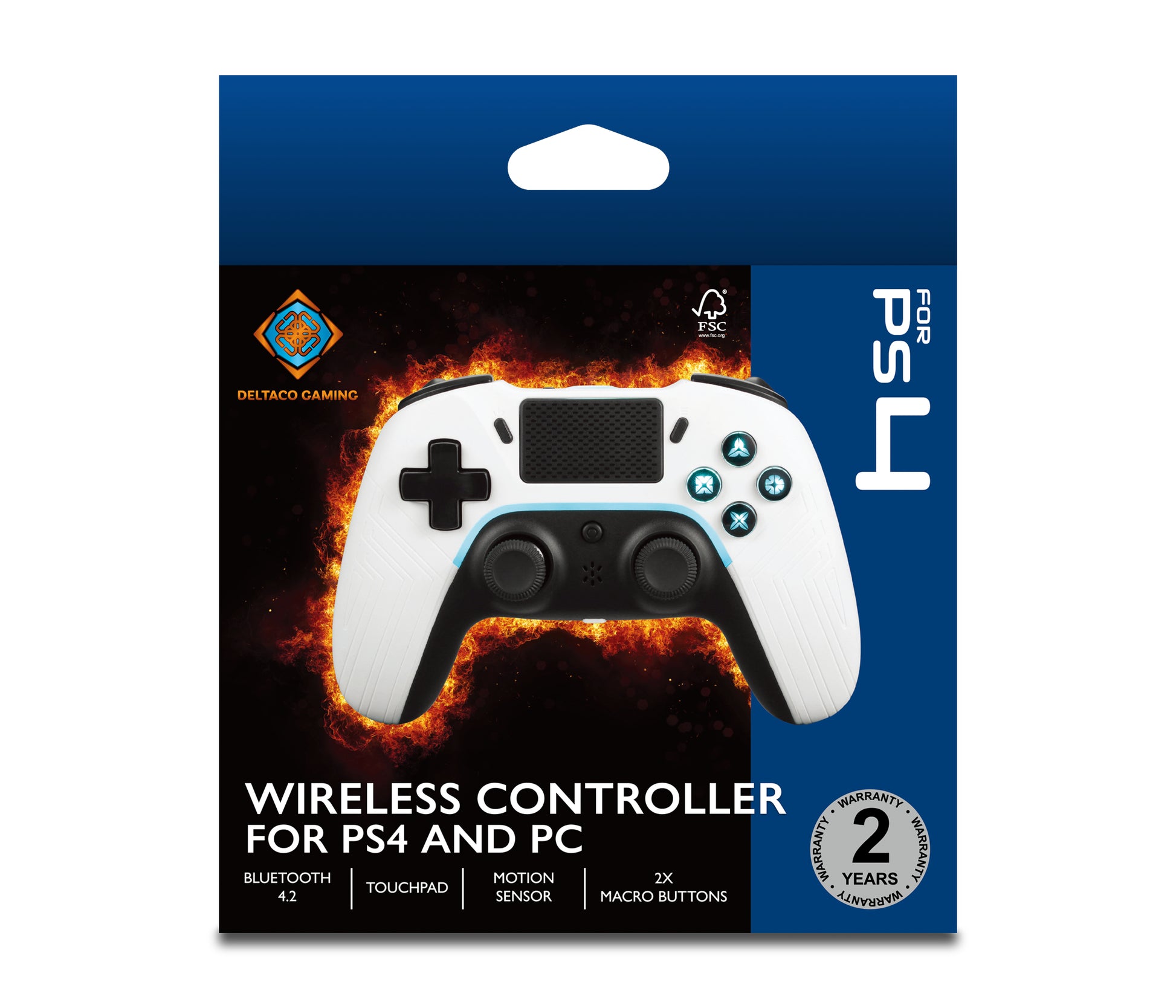 Deltaco Gaming GAM-139-W – Gamepad – USB (USB Typ-C) + Bluetooth 4,2, für PS4 & PC