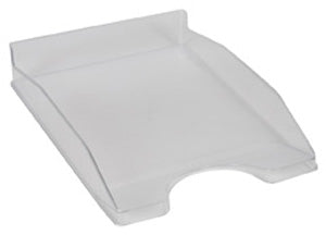 Q-CONNECT Briefkorb – mit Griffausschnitt, mit Beschriftungsfeld, glänzend, transparent, B 255 × H 60 × T 345