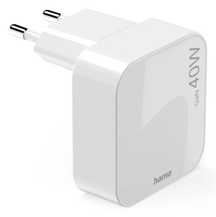 Hama 00125148 USB-Ladegerät 40 W – USB-C×2 – PD 3.0, QC 3.0, GaN, EU-Stecker (Typ C) – für Smartphone, Tablet