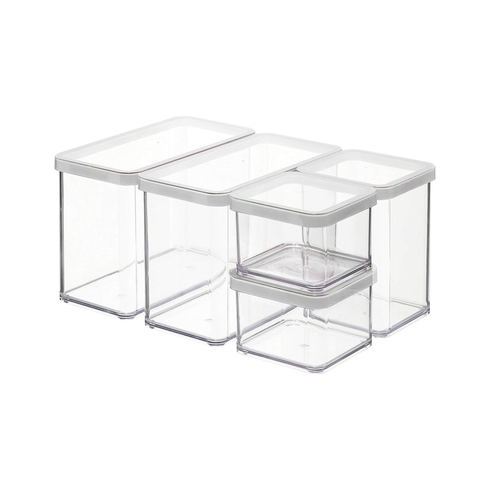 Rotho Vorratsdose Loft – 4,2 l – eckig – SAN – weiss – 30 × 21 × 15 cm – 5 Stück