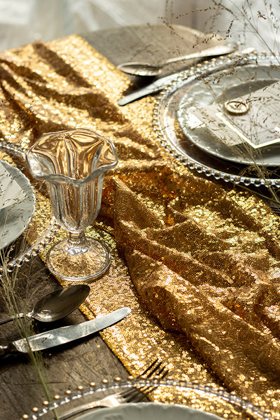 PartyDeco Tischläufer – Polyester, Gold, 30 cm × 5 m