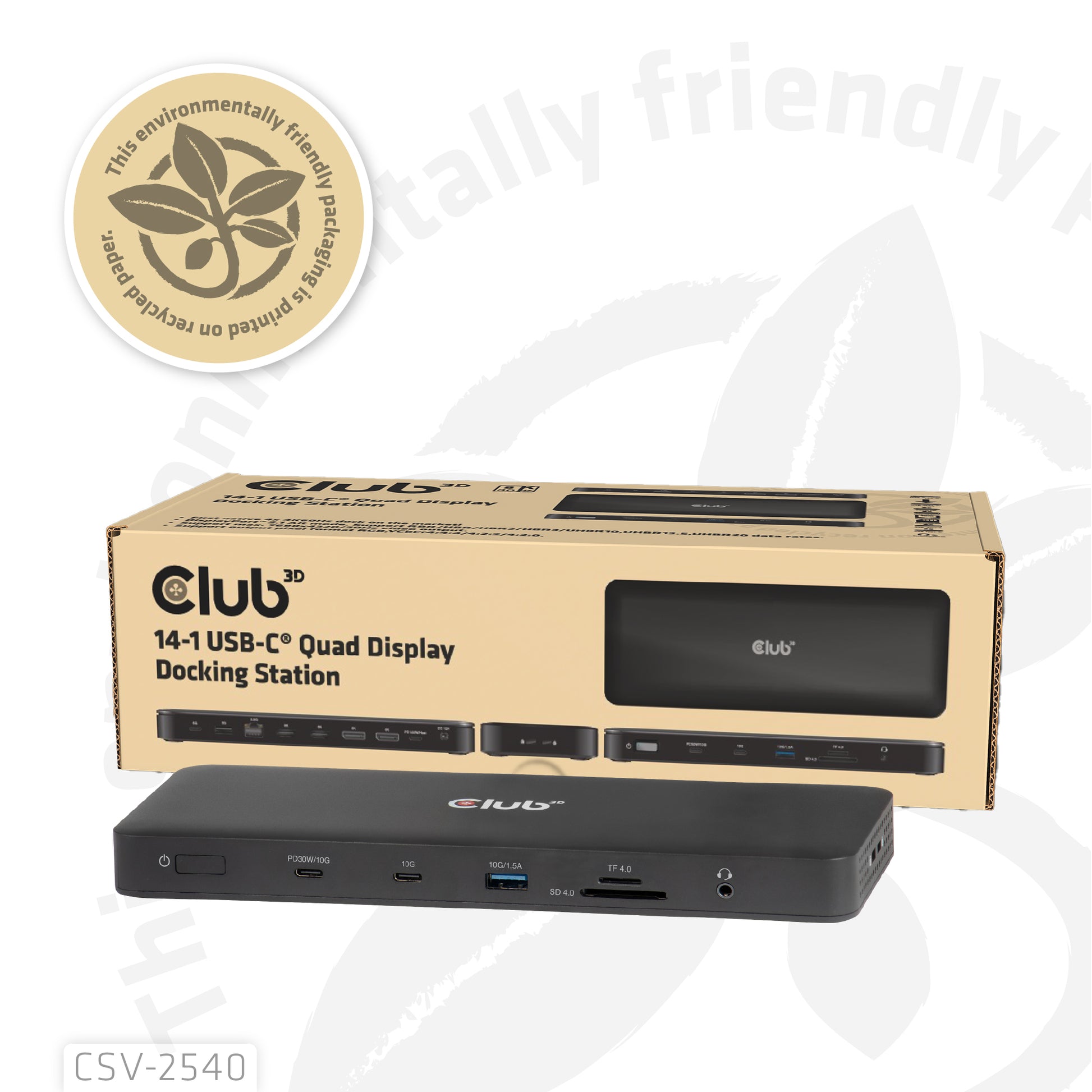 CLUB3D Club 3D 14-in-1 Dockingstation – USB4, DP/HDMI, 2× USB-A, microSD, für Universal