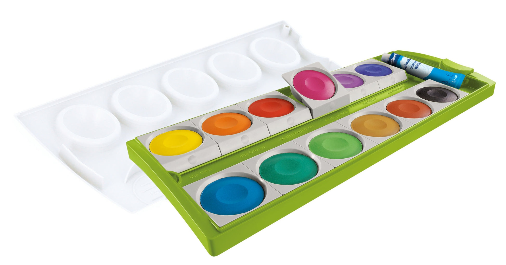 Pelikan K12 eco Deckfarbkasten – Mehrfarbig, 12 Farben – mit Deckweiss 7,5 g