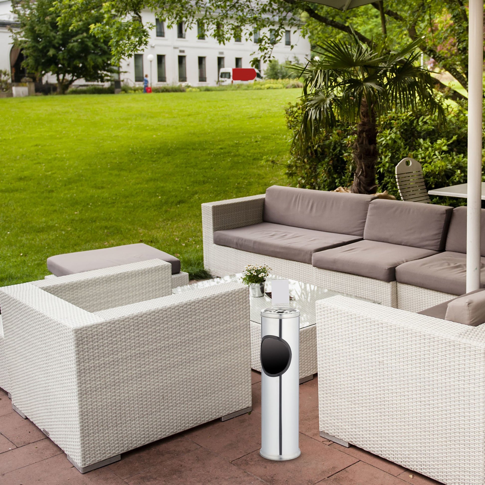 Relaxdays Standascher – Edelstahl, rund – Ø 14,5 × 52,5 cm